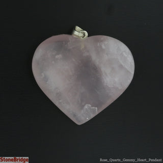 Rose Quartz Gemmy Heart Pendant - 28mm x 27mm    from Stonebridge Imports