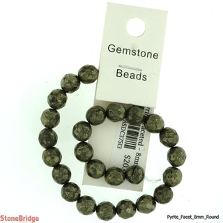 Pyrite Faceted - Round Strand 7" - 8mm    from Stonebridge Imports