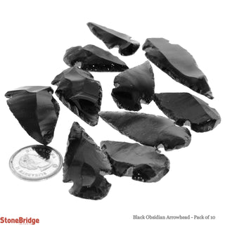 Black Obsidian Arrowhead - 10 Pack    from Stonebridge Imports