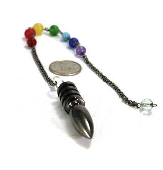 Metal Pendulum - Black Colour Egyptian with Chakra Beads    from Stonebridge Imports