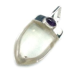 Clear Quartz Tongue with Accent - Silver Pendant    from Stonebridge Imports