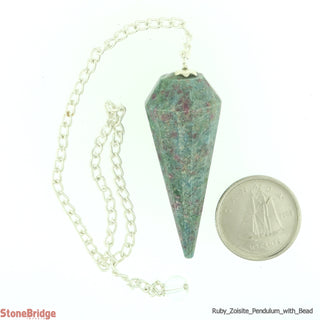 Ruby Zoisite Multifaceted Pendulum with Bead    from Stonebridge Imports