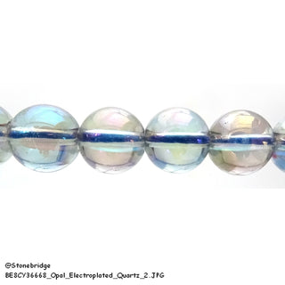 Clear Quartz -Bluish Opal Electroplated - Round Strand 15" - 4mm    from Stonebridge Imports