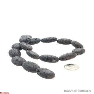 Black Lava Flat Oval Strand #3    from Stonebridge Imports