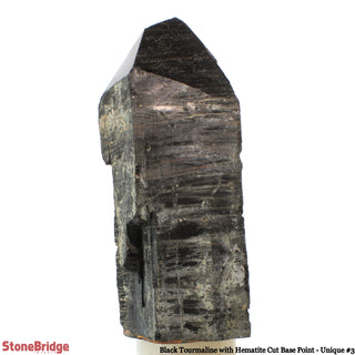 Black Tourmaline & Hematite Cut Base, Polished Point U#3    from Stonebridge Imports