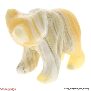 Honey Aragonite Bear Carving # 2 - 2 3/4" to 3 1/4"    from Stonebridge Imports