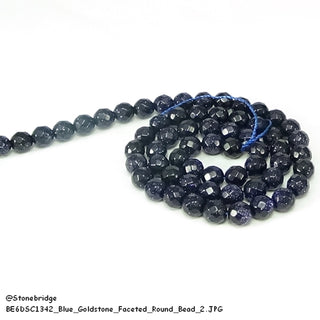 Blue Goldstone Faceted - Round Strand 15" - 8mm    from Stonebridge Imports