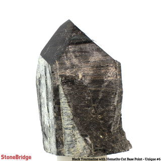 Black Tourmaline & Hematite Cut Base, Polished Point U#6    from Stonebridge Imports