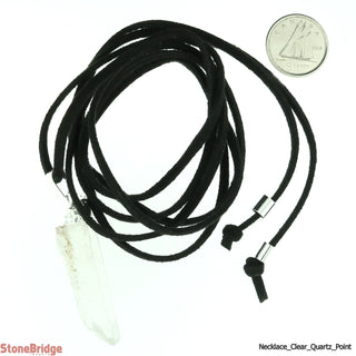 Clear Quartz Natural Point Necklace on suede cord    from Stonebridge Imports
