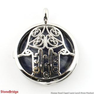 Hamsa Hand - Lapis Lazuli - Rounded Frame Pendant    from Stonebridge Imports