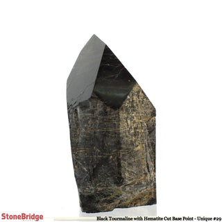 Black Tourmaline & Hematite Cut Base, Polished Point U#29    from Stonebridge Imports