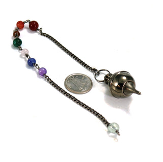 Ball & Point - Black Metal Pendulum with Chakra Beads    from Stonebridge Imports