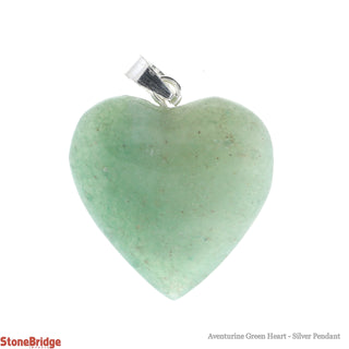 Green Aventurine Heart Silver Pendant    from Stonebridge Imports