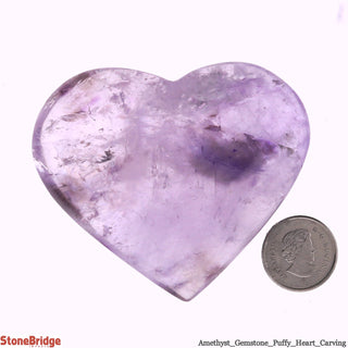 Amethyst Puffy Heart #4 1 3/4" to 2 3/4"    from Stonebridge Imports