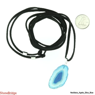 Blue Agate Slice Necklace on suede cord    from Stonebridge Imports