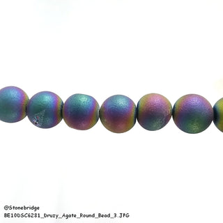 Druzy Agate Rainbow Electroplated - Round Strand 7" - 10mm    from Stonebridge Imports
