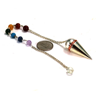 Secret Chamber Pendulum with Copper Colour Ring and Chakra Beads on Chain    from Stonebridge Imports