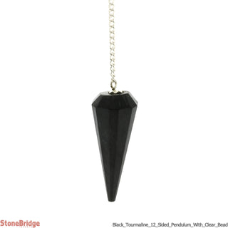 Black Tourmaline Multifaceted Pendulum with Bead    from Stonebridge Imports
