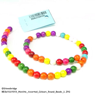 Howlite - Assorted Colours - Round Strand 15" - 8mm    from Stonebridge Imports