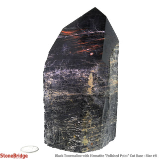 Black Tourmaline with Hematite Point Cut Base, Polished Point #8    from Stonebridge Imports