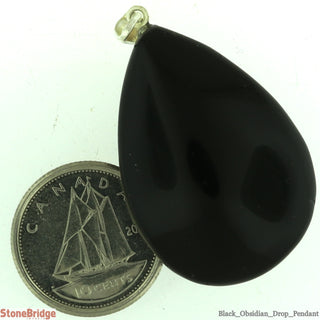 Black Obsidian Drop Pendant - 34mm x 25mm    from Stonebridge Imports