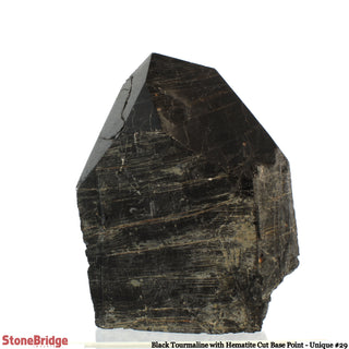 Black Tourmaline & Hematite Cut Base, Polished Point U#29    from Stonebridge Imports